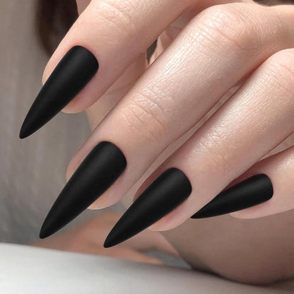 Nagelspitzen Set Stiletto Press On Nails Matt Schwarz 120pcs