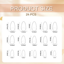 24 Stück Mandel Press On Nails Gold 3D Französische Falsche