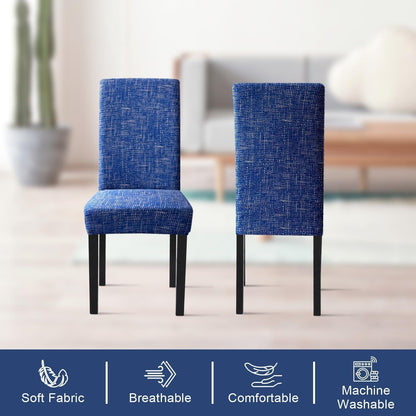 Stuhlhussen 6er Set Stretch Blau – Waschbar & Abnehmbar