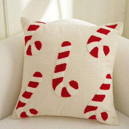 Weihnachtskissenbezug 45x45 cm - 2er Set Zuckerstangen Sherpa-Velours
