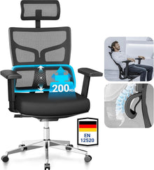 Ergonomischer Bürostuhl 200kg belastbar, XXL, 3D