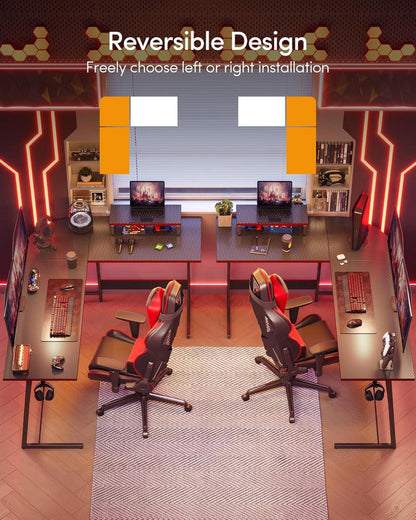 Gaming Eckschreibtisch 120x120cm L-Form Monitorständer Kohlefaser Schwarz
