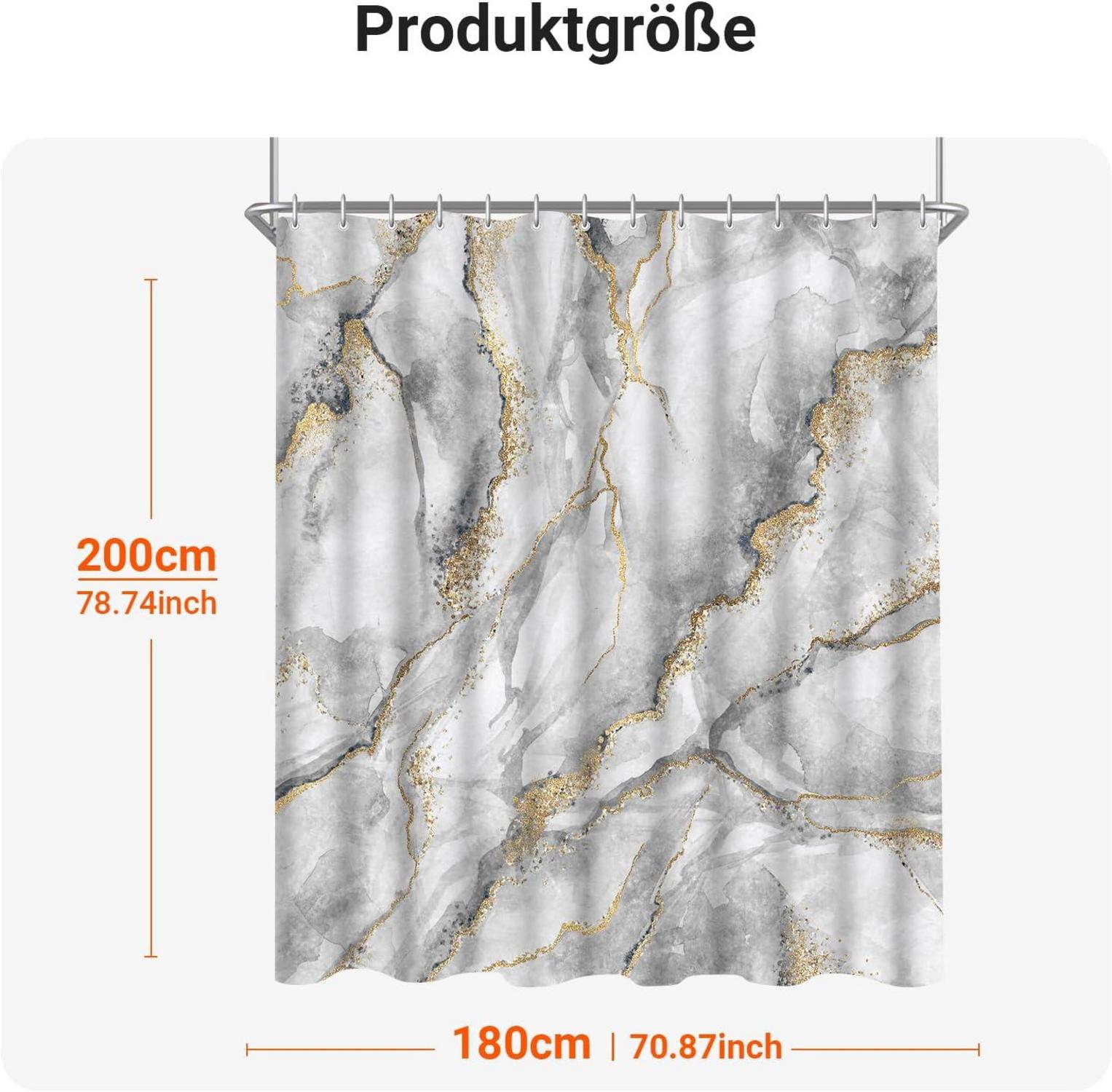 Duschvorhang 180x200cm Marmor Antischimmel Wasserabweisend Polyester
