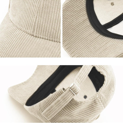 Winter Baseball Cap Herren Damen Cord Verstellbar Warm Beige