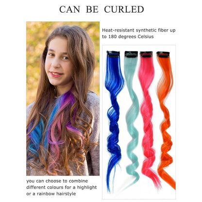 10x Clip-in Haarverlängerung Bunt 50cm Party Cosplay