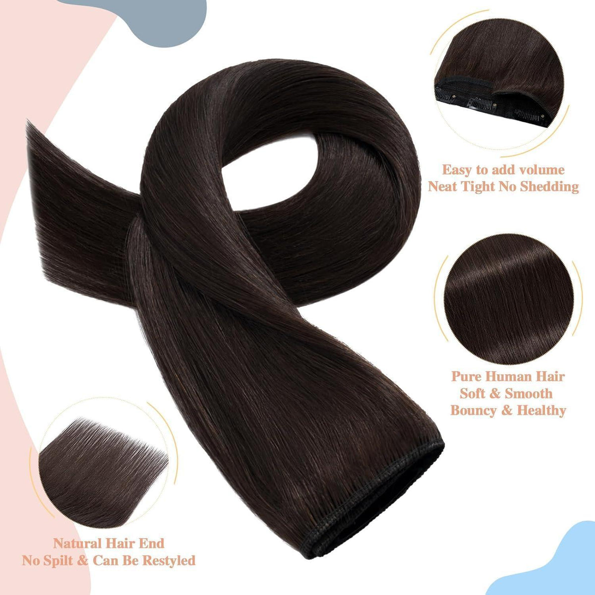 Dunkelbraune Clip-In Haarverlängerung Echthaar 35cm