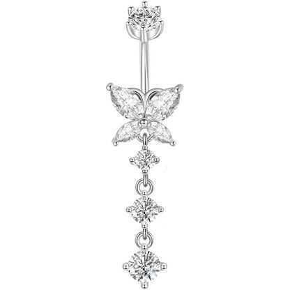 925 Sterling Silber Bauchnabelpiercing 10mm Zirkonia 14G
