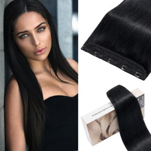 Echthaar Clip-In Extension Schwarz 55cm – Volumen & Länge