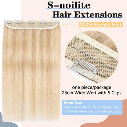 Echthaar Clip-In Extension Aschblond/Weißblond 55cm