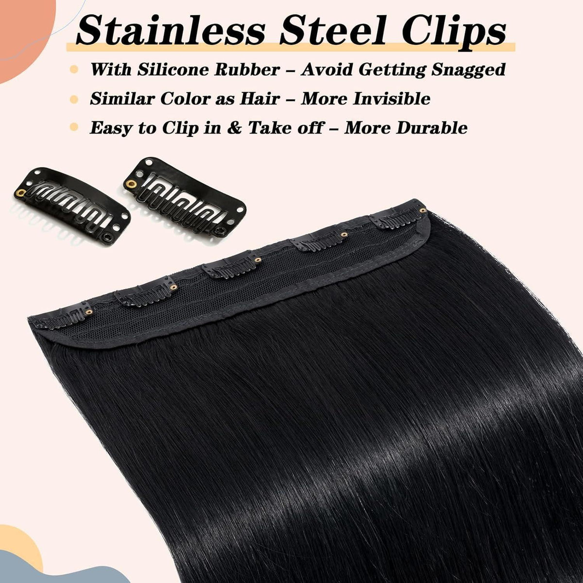 Echthaar Clip-In Extension Schwarz 30cm (40g)