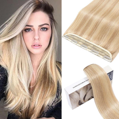 Echthaar Clip-In Extension Aschblond/Weißblond 40cm