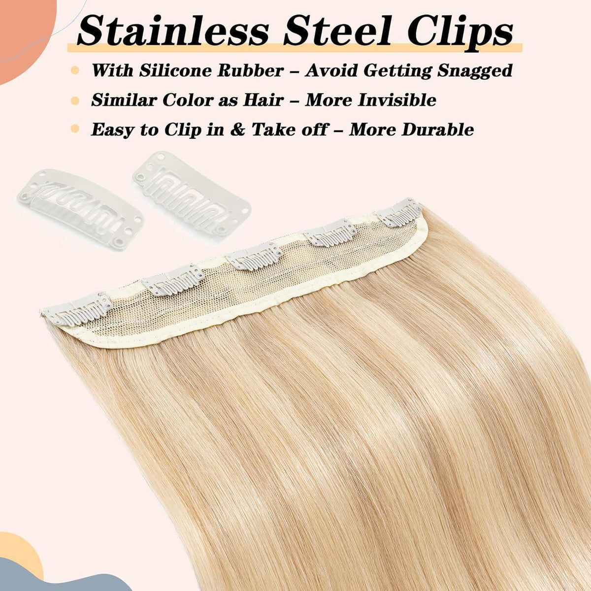 Echthaar Clip-In Extension Aschblond/Weißblond 40cm