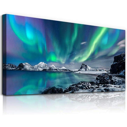 Nordlicht Leinwandbild XXL – 73x146 cm, Schlafzimmer Deko