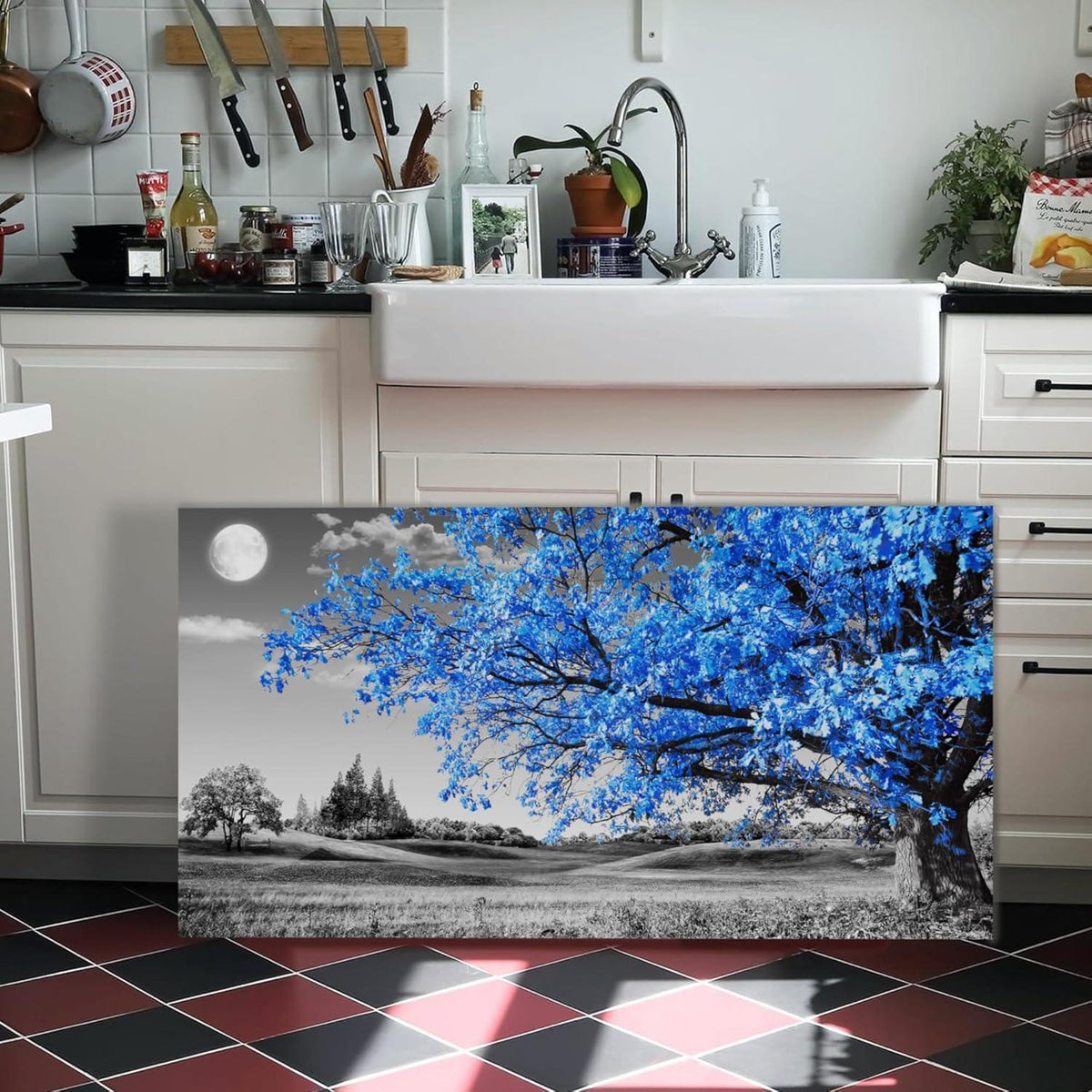 Leinwandbild Baum des Lebens blau 73x146 cm XXL