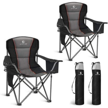 XXL Campingstuhl mit Kühltasche & Getränkehalter - 2er Set