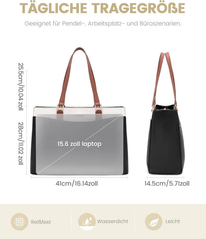 LOVEVOOK Laptoptasche Damen 15,6 Zoll Elegant Business Aktentasche