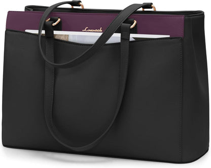 15,6 Zoll Damen Laptoptasche Schwarz, Elegant Business Handtasche
