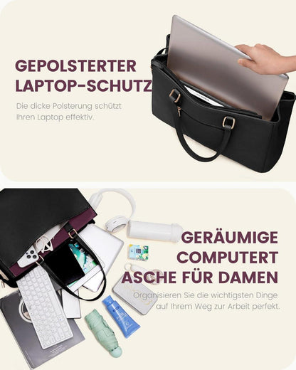 LOVEVOOK Aktentasche Damen 15,6 Zoll Schwarz Stabil & langlebig