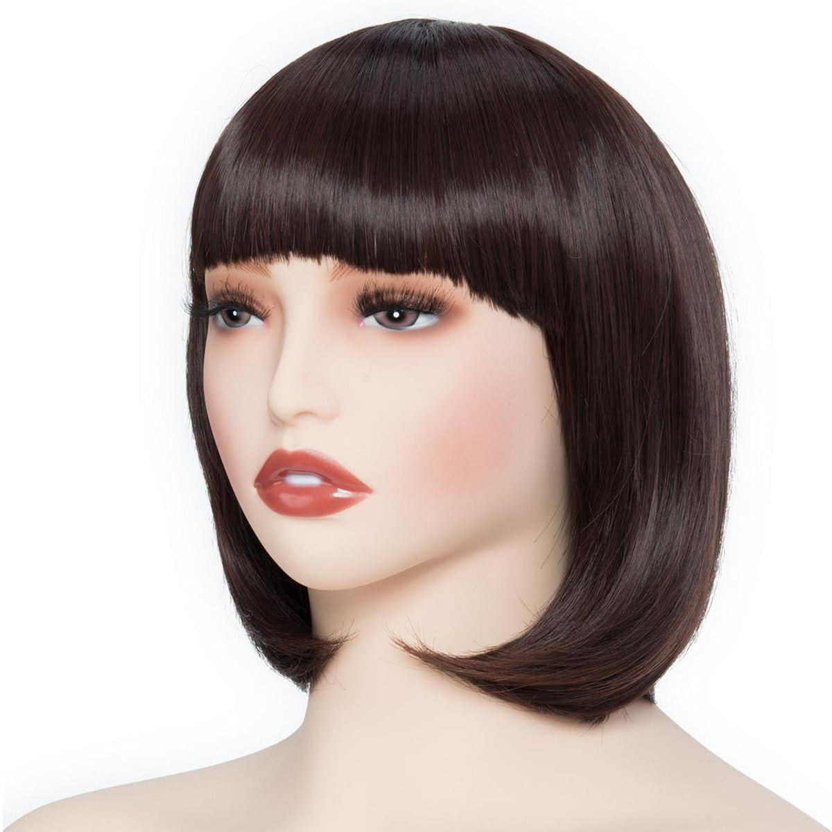 Braun Bob Perücke mit Pony – 28cm Synthetikhaar Perücke