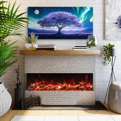 Lila Baum des Lebens Wandbild XXL – Abstraktes Leinwandbild
