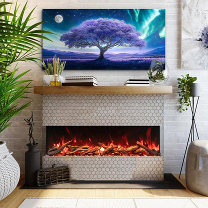 Lila Baum des Lebens Wandbild XXL – Abstraktes Leinwandbild