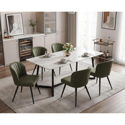 Moderner Küchenstuhl Set (2x) Grün, Esszimmerstuhl in Lederoptik