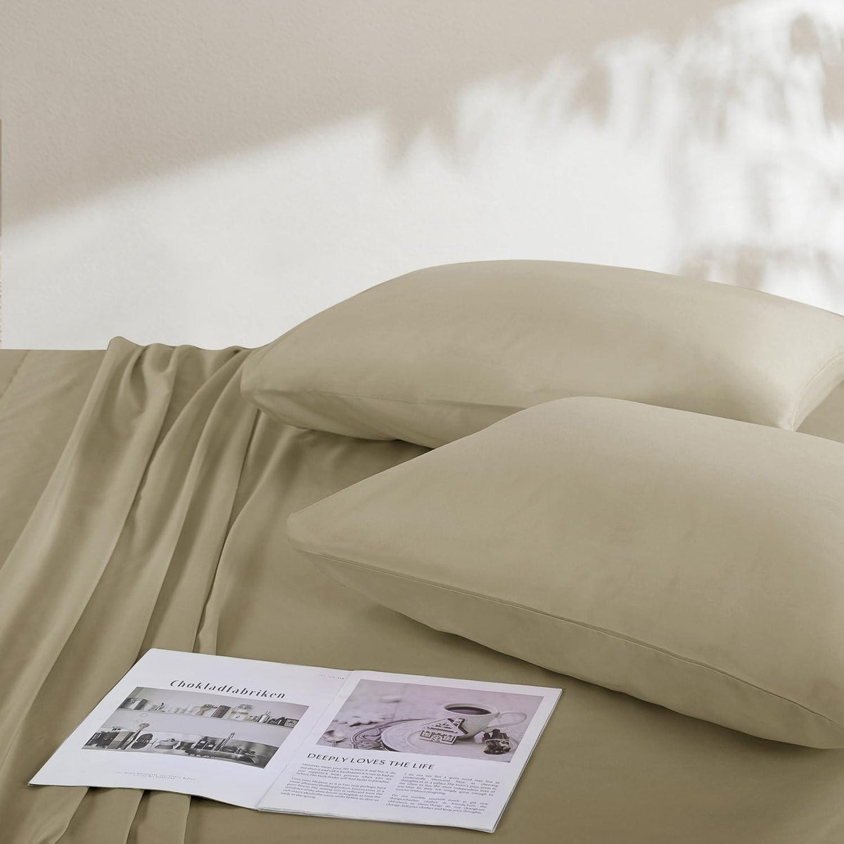 Kissenbezüge 40x80 Khaki 2er Set Mikrofaser mit Reißverschluss
