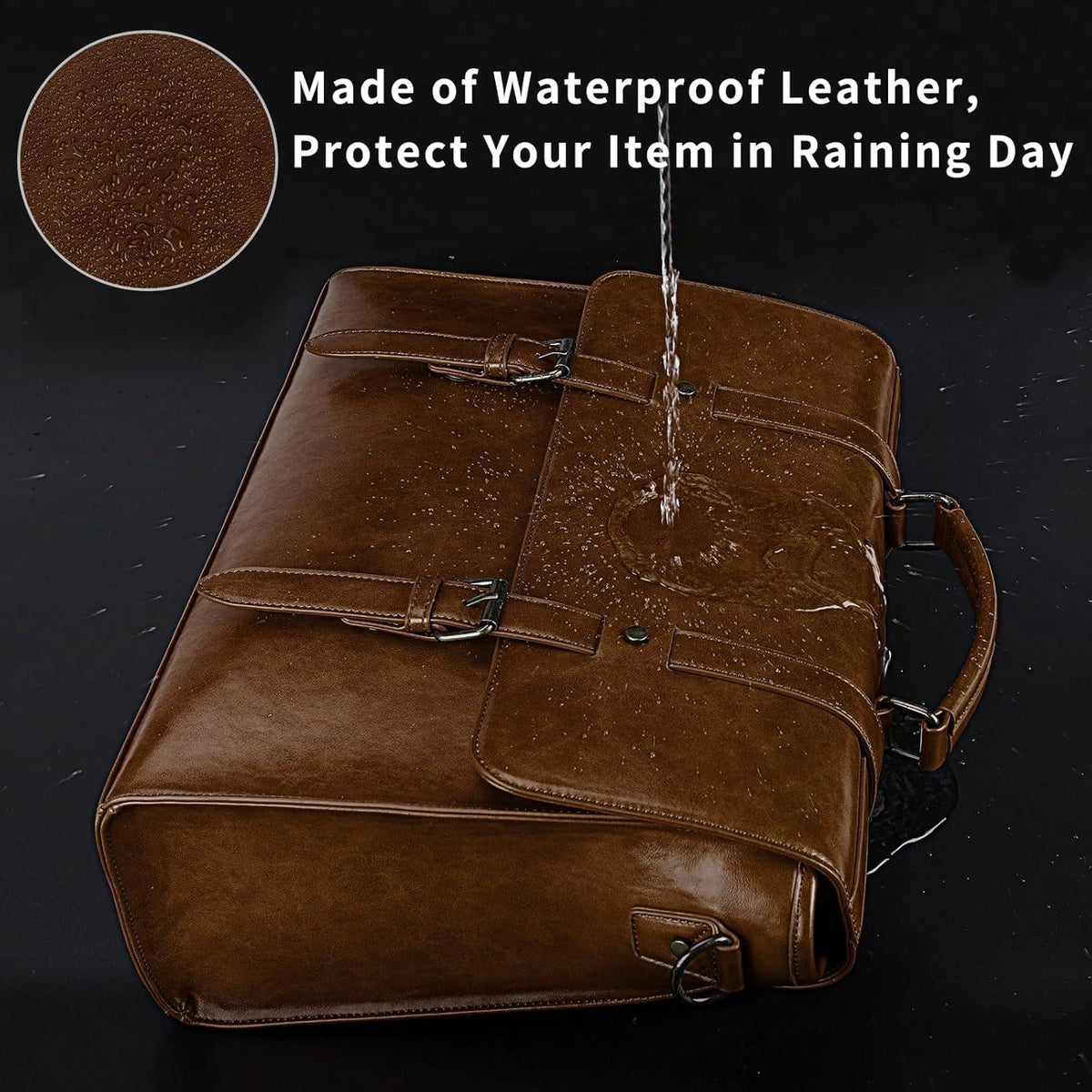 Laptoptasche 15.6 Zoll Herren Vintage Wasserdicht Ledertasche