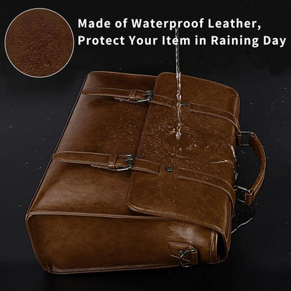 Laptoptasche 15.6 Zoll Herren Vintage Wasserdicht Ledertasche
