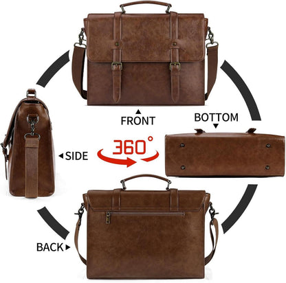 Lubardy Umhängetasche Herren 15.6 Zoll Wasserdicht Vintage Laptoptasche