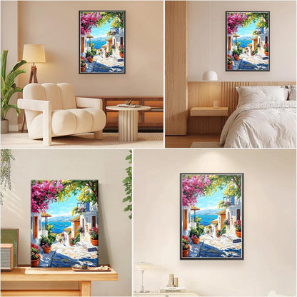 Malen nach Zahlen Erwachsene Meerlandschaft mit Blumen 30x40cm
