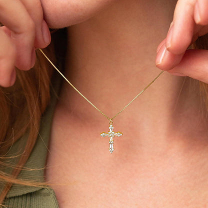 Dochais Kreuz Kette für Damen 14K Gold Vergoldet Silber Goldkette Halskette Frauen Gold Kreuz anhänger Modeschmuck Geschenke