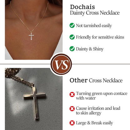 Kreuz Kette Damen 14K Gold Vergoldet Halskette Silber Modeschmuck
