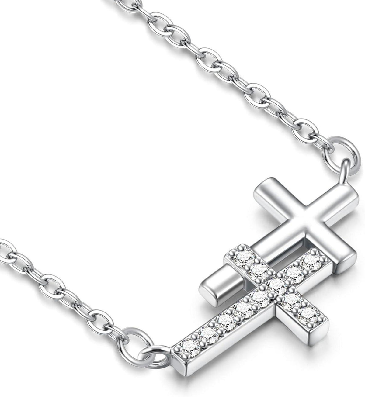 Dochais 14K Gold Vergoldet Kreuz Kette für Damen in Silber