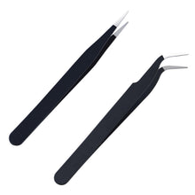 Pinzette Set Augenbrauen Haare entfernen Edelstahl 2er-Set Schwarz