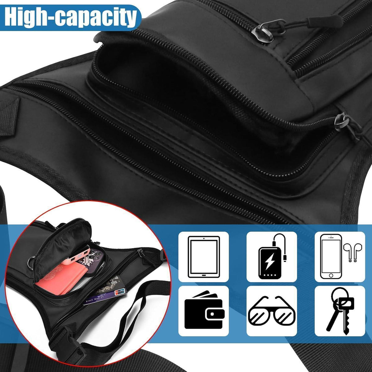 Oberschenkeltasche Hüfttasche wasserdicht Outdoor Schwarz