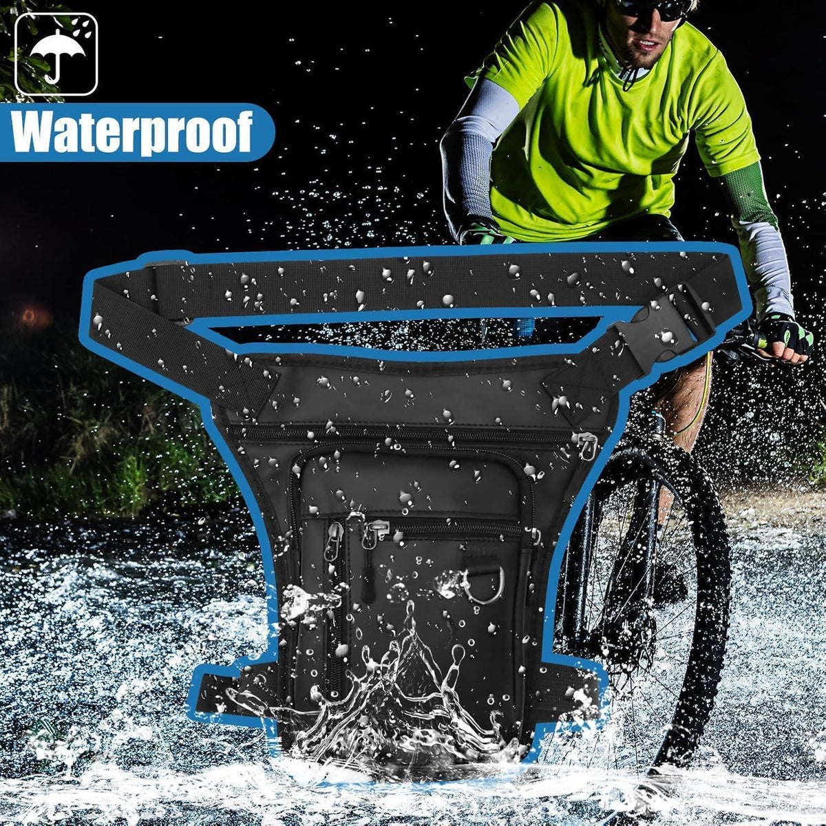 Oberschenkeltasche Hüfttasche wasserdicht Outdoor Schwarz
