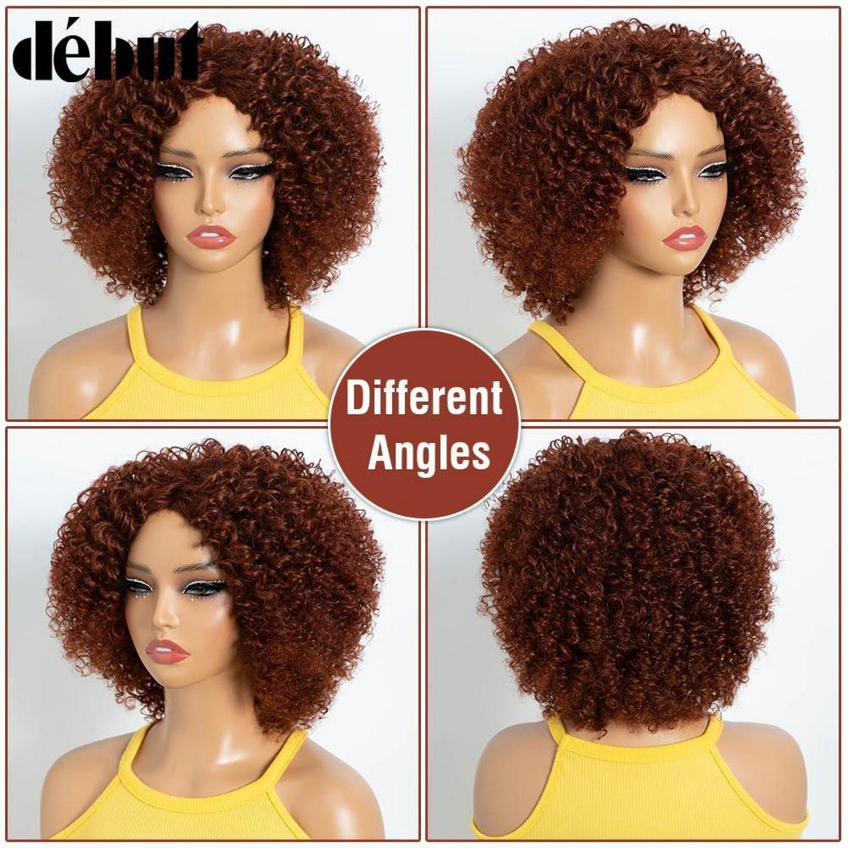 Lockige Echthaar Perücke für schwarze Frauen – 35cm, 33A