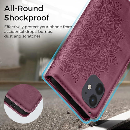 iPhone 11 Hülle Flip Wallet mit Kartenfach & Ständer Weinrot in Lederoptik