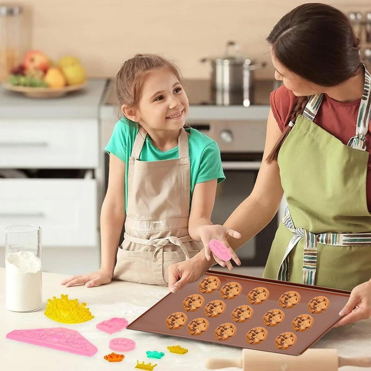 2x Silikon Backmatte mit Rand – Antihaft Backblech für Kuchen & Kekse
