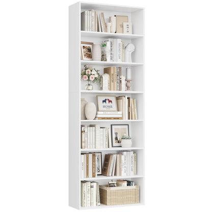 7-reihiges Bücherregal weiß – Standregal für Wohnzimmer & Büro