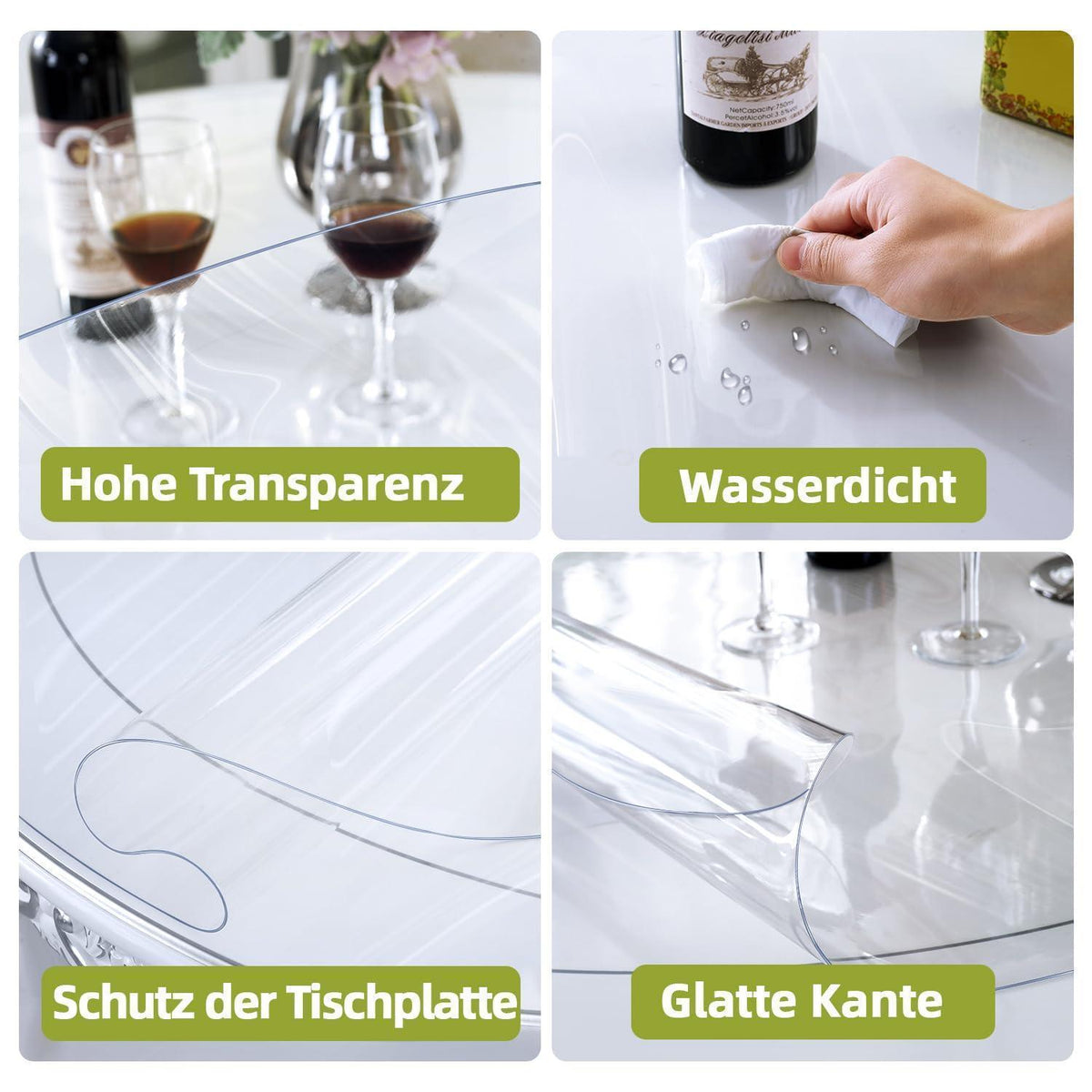 Runde Tischfolie 160cm – Transparent, Wasserdicht & Kratzfest