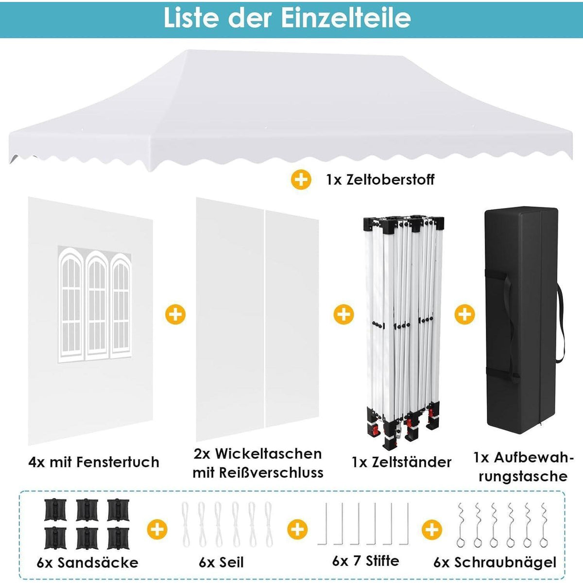 3x6 Pavillon Faltbar, Wasserdicht & Stabil für Garten & Events