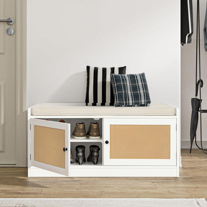 Schuhbank mit Sitzfläche | Flur Organizer | Weiß