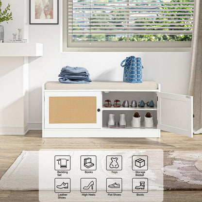 Schuhbank mit Sitzfläche | Flur Organizer | Weiß