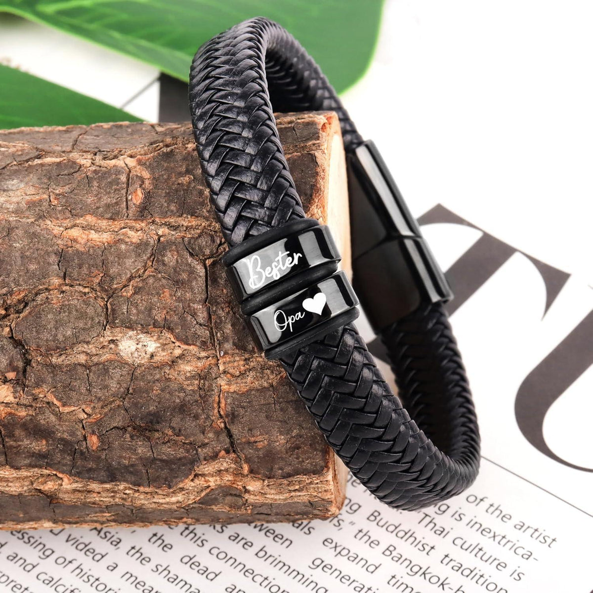 Armband "Bester Opa" - Geschenk für Papa/Ehemann in Lederoptik