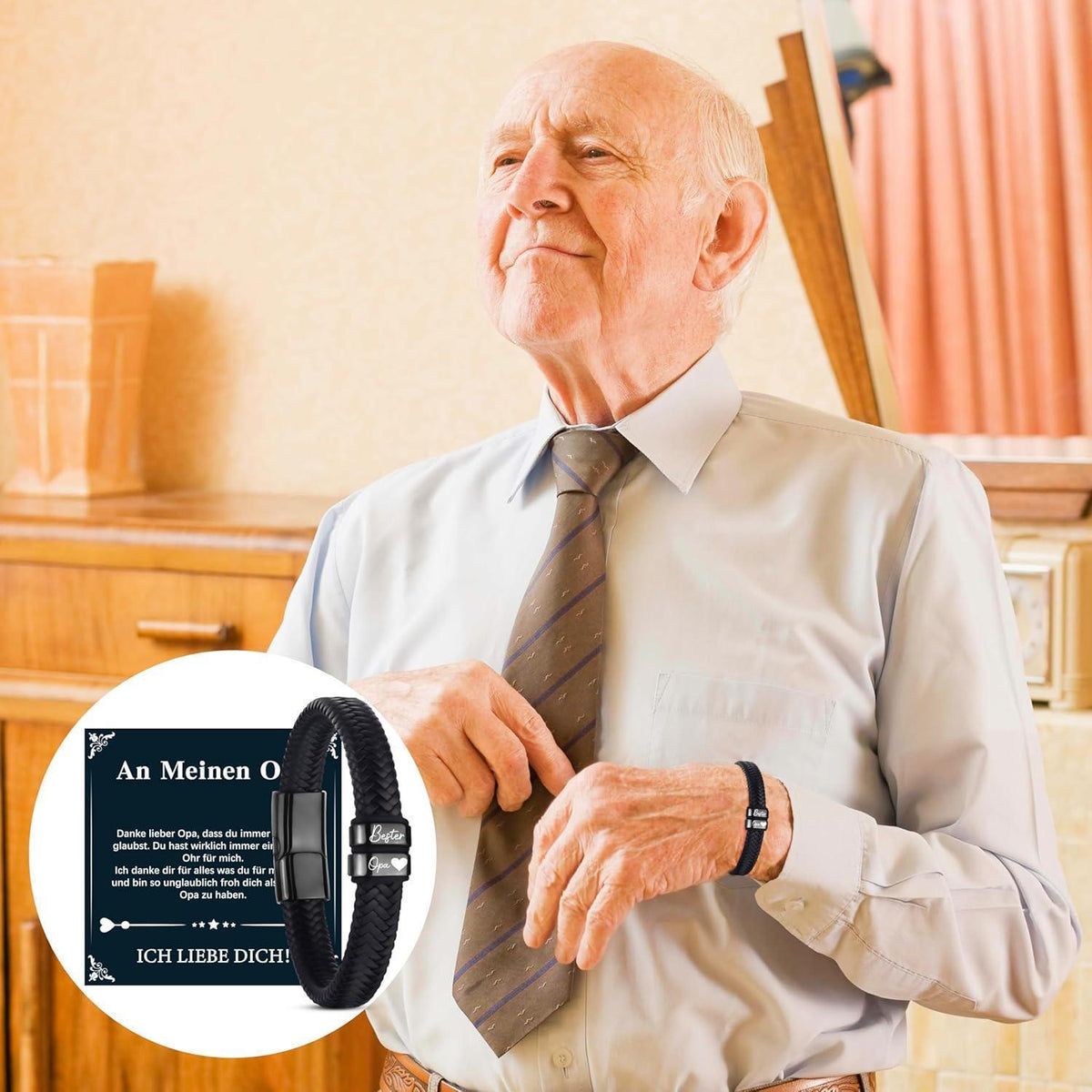Armband "Bester Opa" - Geschenk für Papa/Ehemann in Lederoptik
