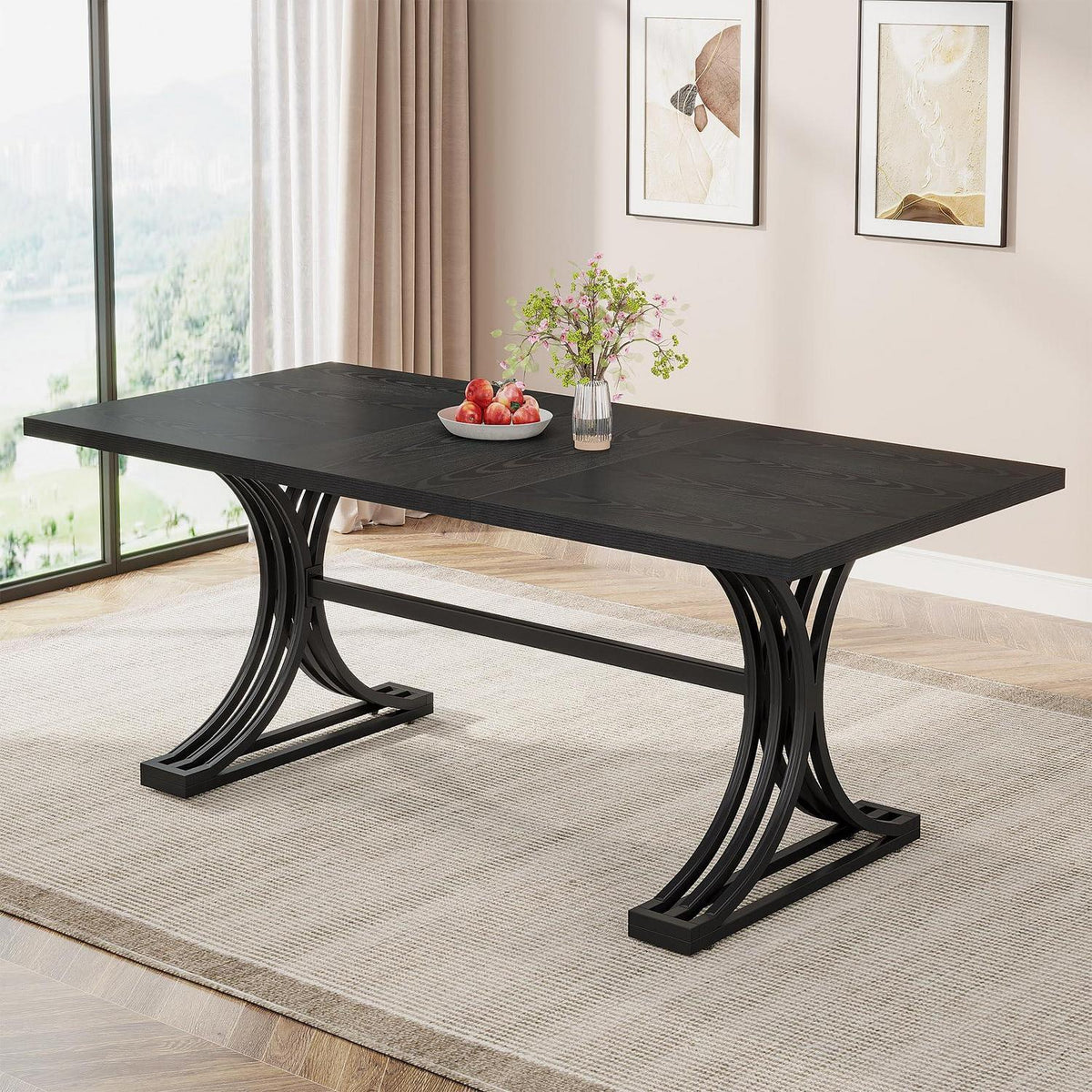 Moderner Esstisch 160x80cm – Schwarz, Für 4-6 Personen