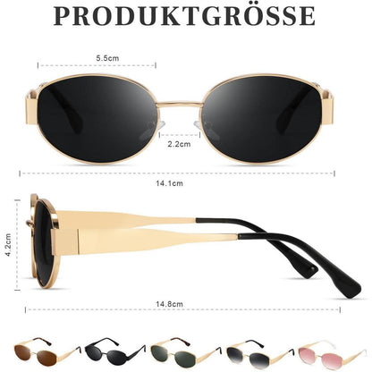 Polarisierte Gold Oval Sonnenbrille Damen Retro UV400 Schutz