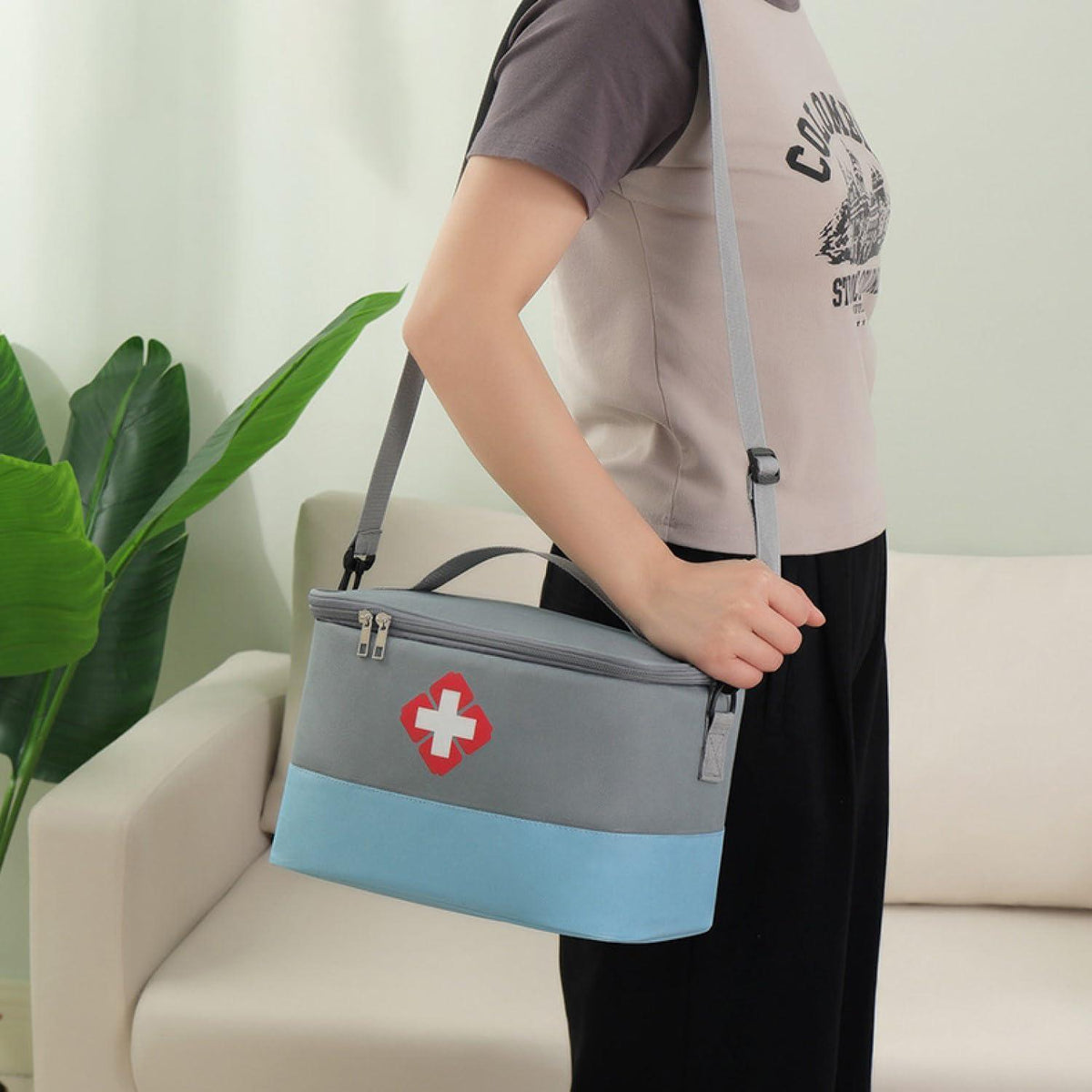 Reiseapotheke Tasche Wasserdicht mit Schulterriemen (Rot+Weiß)